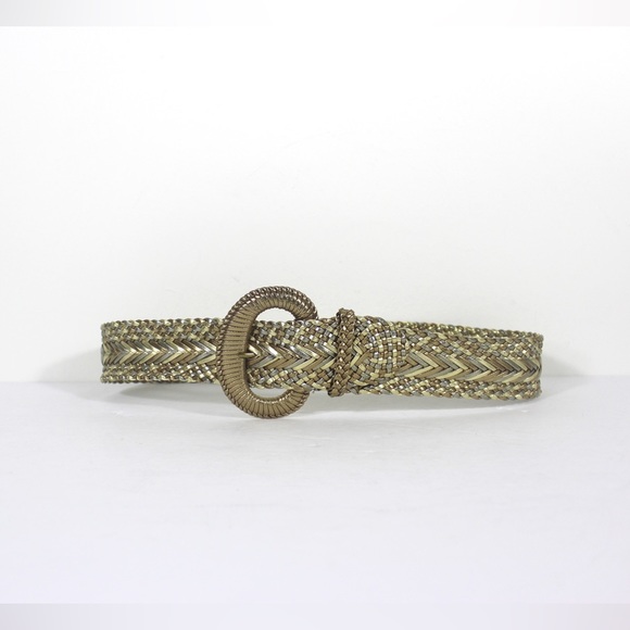 1980’s Wide Woven Gold Silver Bronze Belt Metallic Eighties Adjustable - Picture 3 of 6